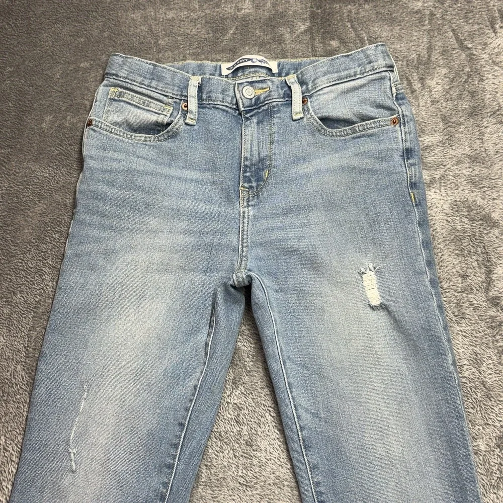 Old Navy Skinny‎ Built-In Flex Jeans Girls Size 14 Light Wash Distressed